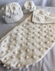 Baby Sleeping Bag, Baby Sleeping Papoose with 2 Hats - Cream